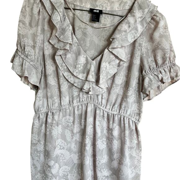 H&M women's size 6 blouse, elastic short sleeve, pink/mauve - Picture 1 of 8